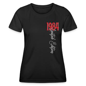 1984 Vintage anniversaire drôles dictons - T-shirt sport Femme - noir - Devant - AI Model Female 172 light (172cm)