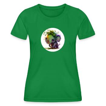 Animal fantasy elephant and cute - Women's Functional T-Shirt - kelly green - Front - AI Model Female 172 dark (172cm)
