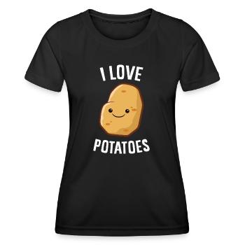 Pomme de terre - J’adore les pommes de terre - T-shirt sport Femme - noir - Devant - AI Model Female 172 light (172cm)