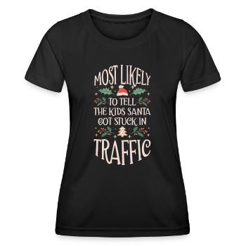Xmas Christmas Parents Saying Humor Funny - Women's Functional T-Shirt - black - Front - AI Model Female 172 light (172cm)