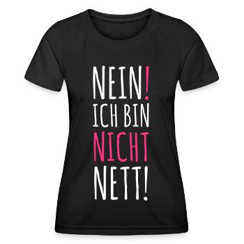 146 Nein ich bin nicht nett Spruch 2c - Frauen Funktions-T-Shirt - Schwarz - Vorne - AI Model Female 172 light (172cm)