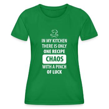 Dans ma cuisine, il n’y a qu’une seule recette chaotique avec - T-shirt sport Femme - vert - Devant - AI Model Female 172 dark (172cm)