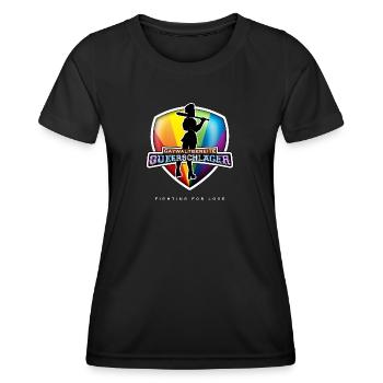 Gaywaltbereite Queerschläger - Rage gay - T-shirt sport Femme - noir - Devant - AI Model Female 172 light (172cm)