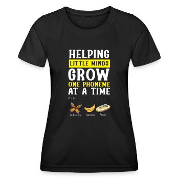 Conscience phonétique, compréhension de la lecture, phonétique - T-shirt sport Femme - noir - Devant - AI Model Female 172 light (172cm)