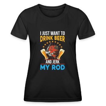 Je veux juste boire de la bière et du poisson - T-shirt sport Femme - noir - Devant - AI Model Female 172 light (172cm)