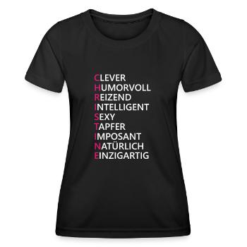 Christine Name Geschenk - Frauen Funktions-T-Shirt - Schwarz - Vorne - AI Model Female 172 light (172cm)