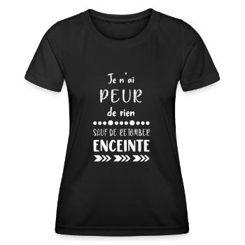 je n'ai peur de rien sauf de retomber enceinte - T-shirt sport Femme - noir - Devant - AI Model Female 172 light (172cm)
