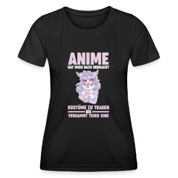 Cosplay Anime - Frauen Funktions-T-Shirt - Schwarz - Vorne - AI Model Female 172 light (172cm)