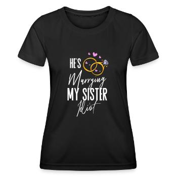 Hochzeit Braut Bräutigam Paar Married Ehe Heiraten - Frauen Funktions-T-Shirt - Schwarz - Vorne - AI Model Female 172 light (172cm)