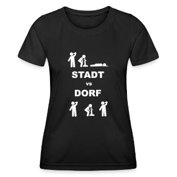 Dorf Dorfkind Land Landleben Bier Alkohol lustig - Frauen Funktions-T-Shirt - Schwarz - Vorne - AI Model Female 172 light (172cm)
