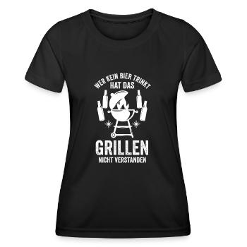 Bier Grillparty Grillmeister Grill Grillen - Frauen Funktions-T-Shirt - Schwarz - Vorne - AI Model Female 172 light (172cm)