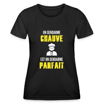 un gendarme chauve est un gendarme parfait - T-shirt sport Femme - noir - Devant - AI Model Female 172 light (172cm)