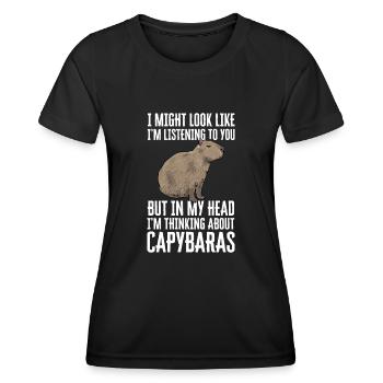 Capybara Nagetier - Frauen Funktions-T-Shirt - Schwarz - Vorne - AI Model Female 172 light (172cm)