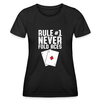 Rule #1 Never Fold Aces Poker Playing Cards Aces S - Women's Functional T-Shirt - black - Front - AI Model Female 172 light (172cm)