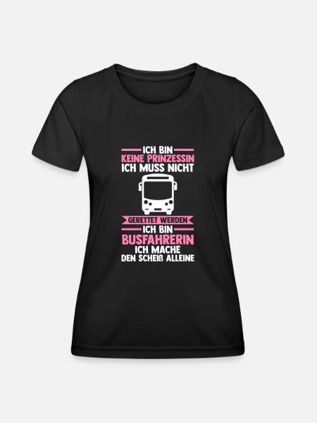 Bus Prinzessin Busfahrerin - Frauen Funktions-T-Shirt - Schwarz