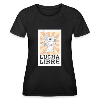 Lucha Libre Axolotl Molch Amphibie Kinderfisch - Frauen Funktions-T-Shirt - Schwarz - Vorne - AI Model Female 172 light (172cm)