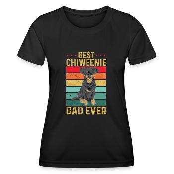 Chiweenie Chien - T-shirt sport Femme - noir - Devant - AI Model Female 172 light (172cm)
