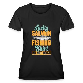 Pêche au saumon Pêcheur de saumon - T-shirt sport Femme - noir - Devant - AI Model Female 172 light (172cm)