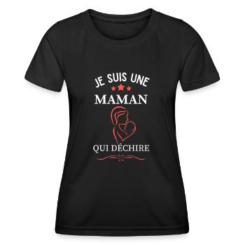 T-shirt Fête des Mères - Maman qui déchire - T-shirt sport Femme - noir - Devant - AI Model Female 172 light (172cm)
