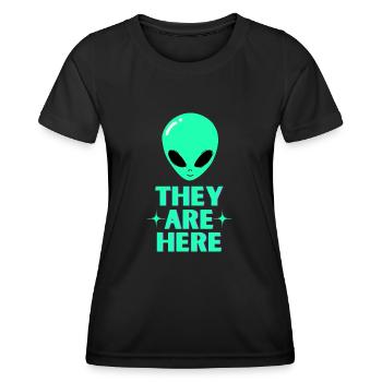 Alien Head They Are Here - Women's Functional T-Shirt - black - Front - AI Model Female 172 light (172cm)
