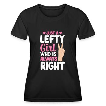 Linkshänder - Frauen Funktions-T-Shirt - Schwarz - Vorne - AI Model Female 172 light (172cm)
