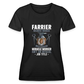 Farrier Horseshoe Horseshoeing - Women's Functional T-Shirt - black - Front - AI Model Female 172 light (172cm)