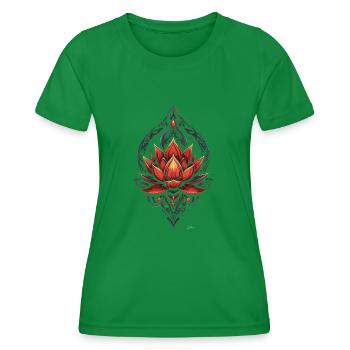 Dekorativer goldroter Lotus - Frauen Funktions-T-Shirt - Kelly Green - Vorne - AI Model Female 172 dark (172cm)