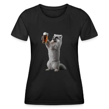 Polarfuchs Bier - Frauen Funktions-T-Shirt - Schwarz - Vorne - AI Model Female 172 light (172cm)
