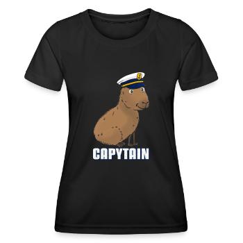 Capitaine Capybara Capytain - T-shirt sport Femme - noir - Devant - AI Model Female 172 light (172cm)