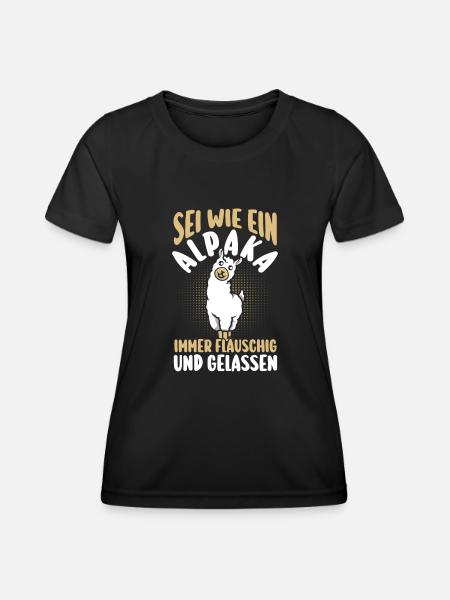 Alpaka - Frauen Funktions-T-Shirt - Schwarz