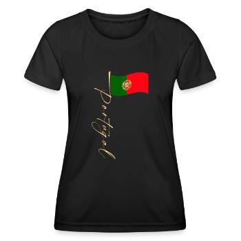 Portugal Landesfarben Herkunft Lissabon Reise - Frauen Funktions-T-Shirt - Schwarz - Vorne - AI Model Female 172 light (172cm)