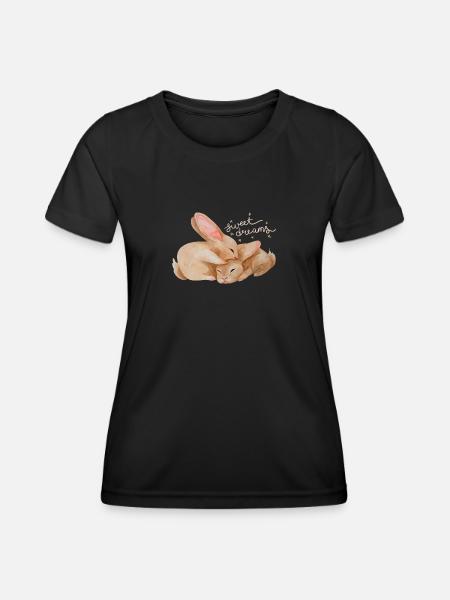Kuschelhasen - Frauen Funktions-T-Shirt - Schwarz