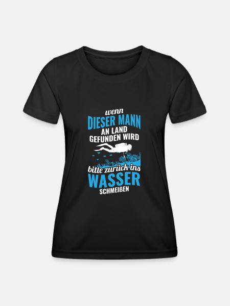 Taucher Meer Tauchen - Frauen Funktions-T-Shirt - Schwarz