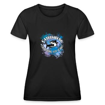 Poisson-chat Wels Waller sur des taches de couleur - T-shirt sport Femme - noir - Devant - AI Model Female 172 light (172cm)