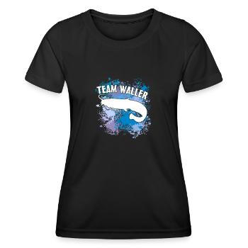Poisson-chat Wels Waller sur des taches de couleur - T-shirt sport Femme - noir - Devant - AI Model Female 172 light (172cm)