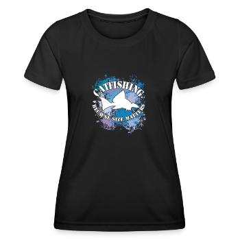 Silhouette de poisson-chat Wels Waller et taches de couleur - T-shirt sport Femme - noir - Devant - AI Model Female 172 light (172cm)