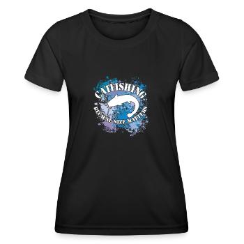 Poisson-chat Wels Waller sur des taches de couleur - T-shirt sport Femme - noir - Devant - AI Model Female 172 light (172cm)