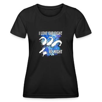 Waller Welssilhouette Angelrute und Farbkleckse - Frauen Funktions-T-Shirt - Schwarz - Vorne - AI Model Female 172 light (172cm)