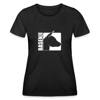 Basenji Profil Hund Hunde Wilsigns - Frauen Funktions-T-Shirt - Schwarz - Vorne - AI Model Female 172 light (172cm)
