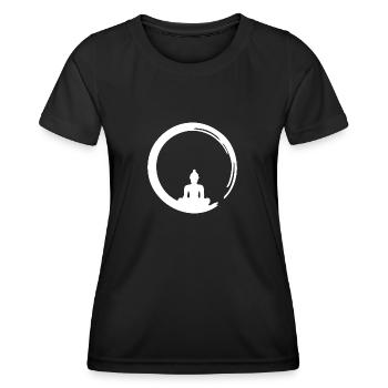 Buddha, Meditation, Enso Zen Circle Yoga Symbol OM - Women's Functional T-Shirt - black - Front - AI Model Female 172 light (172cm)
