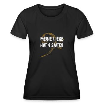 Ich liebe meinen Bass - ich spiele Bass - Frauen Funktions-T-Shirt - Schwarz - Vorne - AI Model Female 172 light (172cm)
