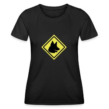german shepherd roadsign - T-shirt sport Femme - noir - Devant - AI Model Female 172 light (172cm)