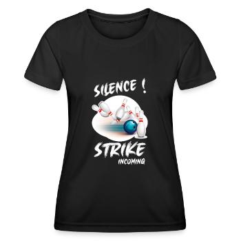 SILENCE - STRIKE incoming - Bowling Team - Women's Functional T-Shirt - black - Front - AI Model Female 172 light (172cm)