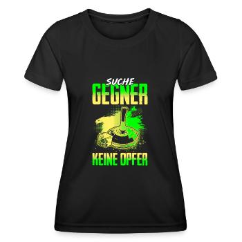 Eisstock Suche Gegner Keine Opfer Stockschütze - Frauen Funktions-T-Shirt - Schwarz - Vorne - AI Model Female 172 light (172cm)