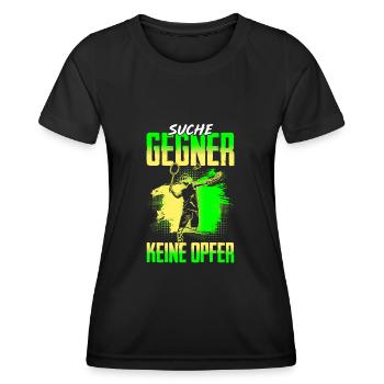 Federball Badminton Suche Gegner Keine Opfer - Frauen Funktions-T-Shirt - Schwarz - Vorne - AI Model Female 172 light (172cm)
