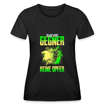 Suche Gegner Keine Opfer Basketball - Frauen Funktions-T-Shirt - Schwarz - Vorne - AI Model Female 172 light (172cm)