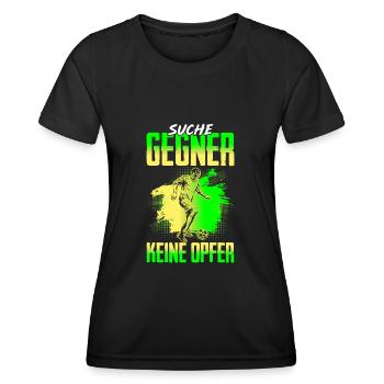 Fussballspieler Suche Gegner Keine Opfer - Frauen Funktions-T-Shirt - Schwarz - Vorne - AI Model Female 172 light (172cm)