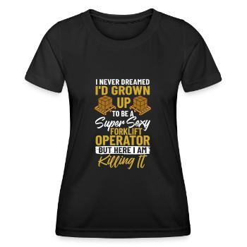 Conducteur de chariot élévateur Élévateur - T-shirt sport Femme - noir - Devant - AI Model Female 172 light (172cm)