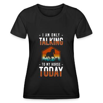 Reiten Sport Reiterhof Pony - Frauen Funktions-T-Shirt - Schwarz - Vorne - AI Model Female 172 light (172cm)