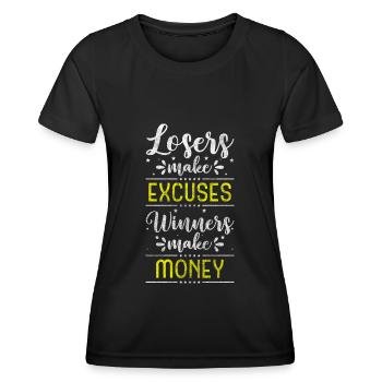Reich Leben Dollar Geldgeil - Frauen Funktions-T-Shirt - Schwarz - Vorne - AI Model Female 172 light (172cm)